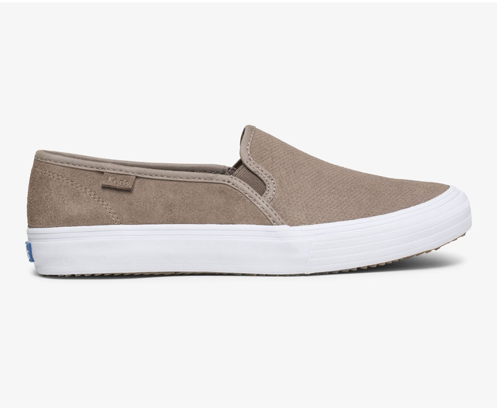 Slip On Γυναικεια - Keds Double Decker Suede - Γκρι - JZULM2834